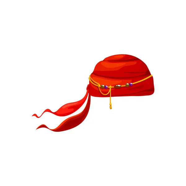 Chapéu Pirata Vermelho Capitão Bandana Marinheiro Cap Isolado Buccaneer Headwear — Vetor de Stock