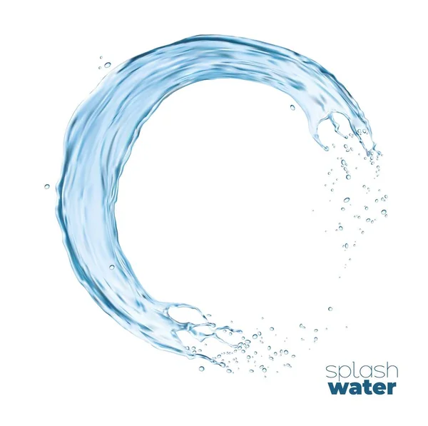 Snurra Transparent Vatten Våg Flöde Stänk Med Droppar Fallande Klart — Stock vektor