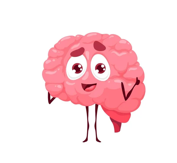 Menschliche Lustige Cartoon Gehirnfigur Niedliche Vektorpersönlichkeit Mit Glücklichem Gesicht Vereinzelt — Stockvektor
