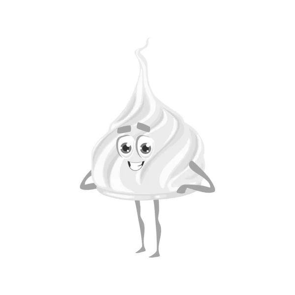 Creme Chicoteado Personagem Fictício Isolado Marshmallow Desenhos Animados Vector Doce — Vetor de Stock