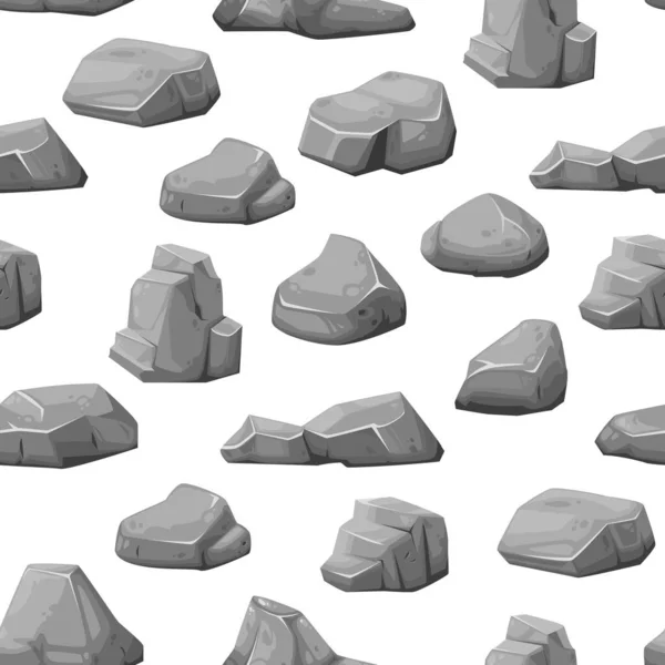 Pierres Rochers Gris Gravier Galets Fond Motif Vectoriel Sans Couture — Image vectorielle