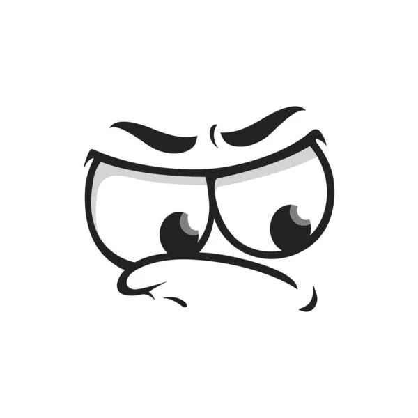 Caricatura Gruñón Vector Cara Enojado Emoji Triste Con Cejas Fruncidas — Vector de stock