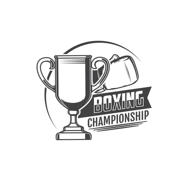 Icône Vectorielle Isolée Championnat Boxe Boxer Gant Boxe Trophée Compétition — Image vectorielle