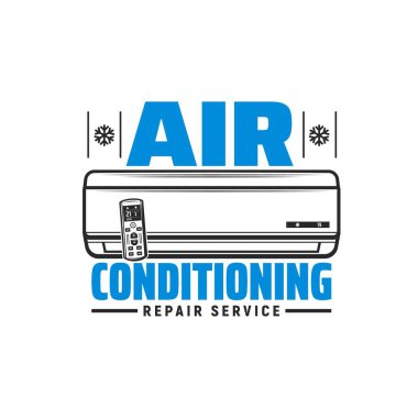 İklim soğutma için klima ikonu bölünmüş sistemler ve ev aletleri, vektör işareti. HVAC soğutma ve ısıtma klimaları ve ev ve ofis için nemlendiriciler onarım hizmeti