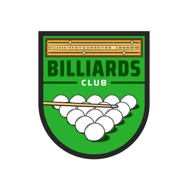 Icône Club Billard Boules Billard Queue Billard — Image vectorielle