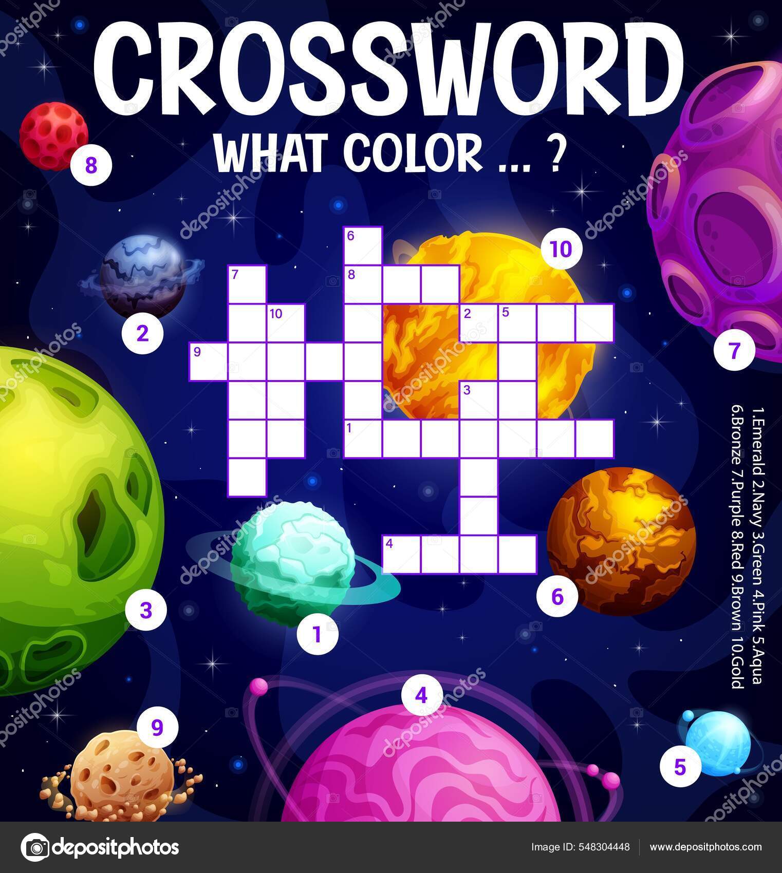 Planilha Palavras Cruzadas Planetas Espaço Galáxia Dos Desenhos