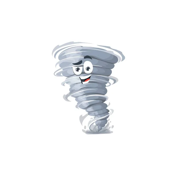漫画竜巻文字 サイクロンの性格 面白い笑顔でベクトル漏斗 天気予報 ウェブデザイン要素 ハリケーン渦 孤立渦またはねじれ渦 — ストックベクタ