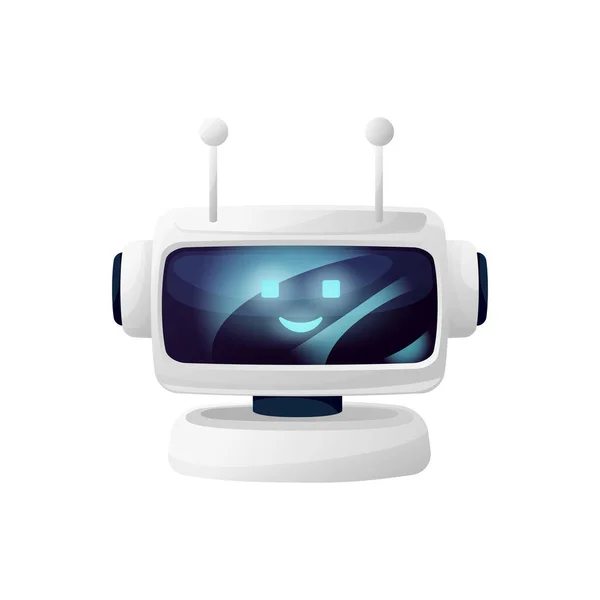 Virtual Chatbot Línea Personaje Inteligencia Artificial Aislado Chatter Operador Centro — Vector de stock