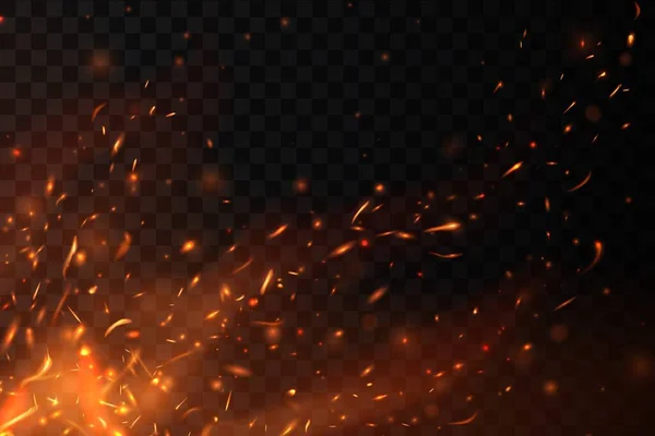 Kampvuur Vuurpijlen Brandende Rode Vlam Realistische Vector Achtergrond Met Gloeiend — Stockvector