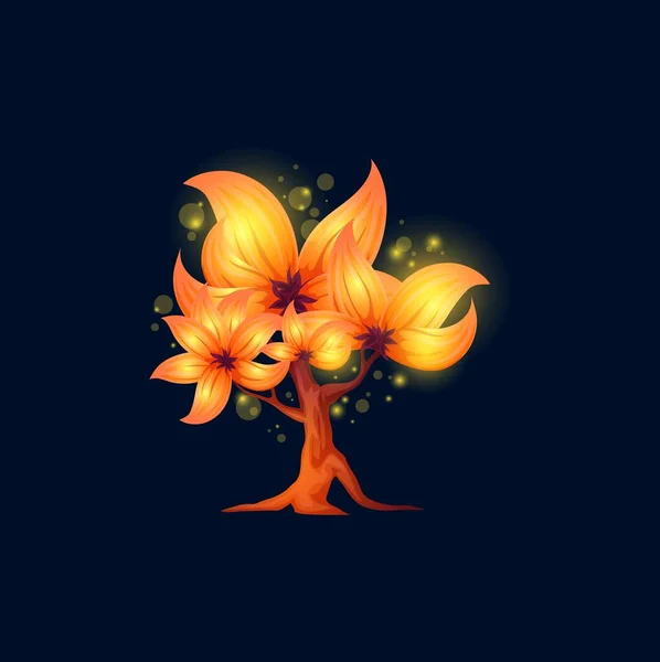 Fantasía Árbol Hadas Alienígena Planta Mágica Vector Con Flores Inusuales — Vector de stock