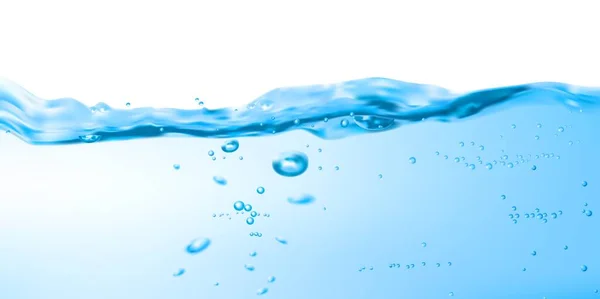 リップルと空気の泡 純粋なアクアベクトルの背景ときれいな水の波の表面 青い透明な新鮮な液体の水の波またはドロップスプラッシュと現実的な空気の泡 海または海を飲む — ストックベクタ