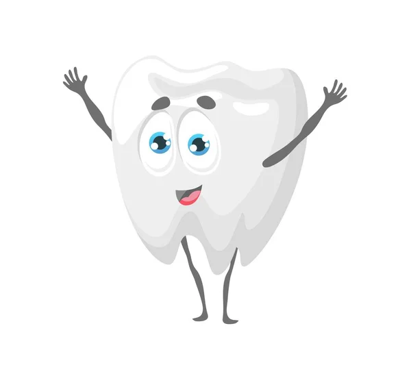 Menschlich Lustige Cartoon Zahnfigur Komische Weiße Zähne Verkörpern Ein Glückliches — Stockvektor