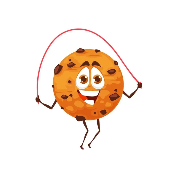 Galleta Avena Dibujos Animados Con Cuerda Salto Chocolate Vector Divertido — Archivo Imágenes Vectoriales