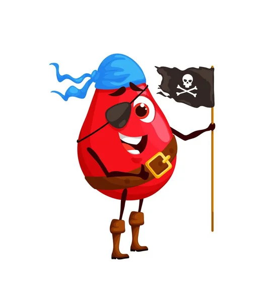 Cartoon Rosehip Pirate Personage Vector Berry Sailor Corsair Character Happy — Stock Vector