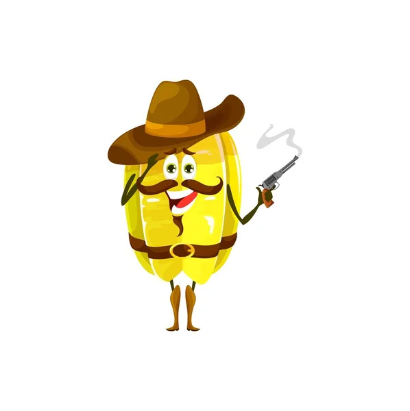 Cartoon Starfruit Ranger Personage Vrolijke Exotische Tropische Fruit Vector Karakter — Stockvector