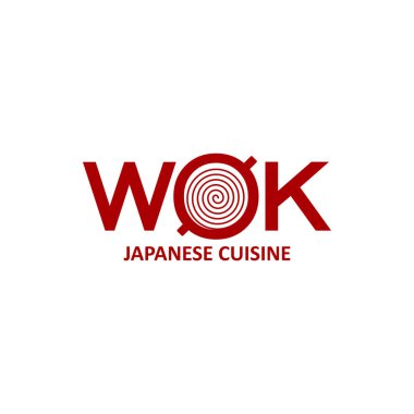 Erişteli waok pan ikonu, Çin ve Japon mutfağı vektör işareti. Çin yemekleri, Japon ramen veya udon erişte barı, menü kapağı tasarımı içeren Asya restoranının sembolü.