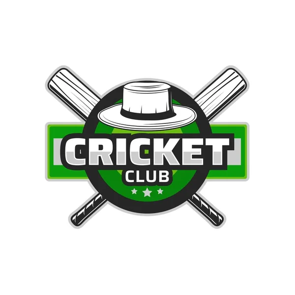 Cricket Clube Ícone Retro Com Morcegos Cruzados Chapéu Adesivo Profissional — Vetor de Stock
