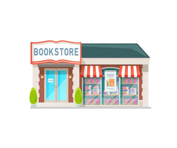 Mostra Edifício Livraria Edifício Loja Andar Rua Cidade Janela Loja —  Vetores de Stock