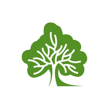 Park ve bahçe ağacı ikonu, çevre ve yeşil ekoloji vektör sembolü. Park bahçıvanlığı ve bahçe düzenlemesi için doğa çevre kavramı, organik biyolojik ürünler ve sağlık ürünlerinin orman ağacı amblemi