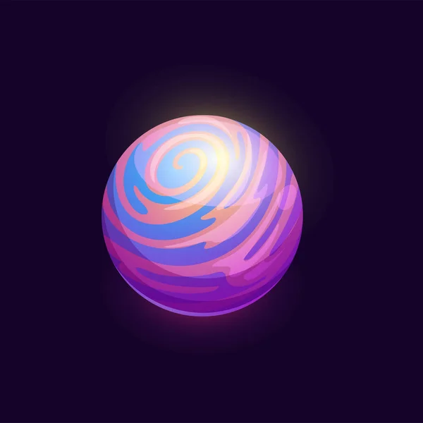 Pianeta Spaziale Blu Con Nebulosa Rosa Spazio Alieno Mondo Fantastico — Vettoriale Stock