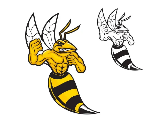 Hornet Abelha Esporte Equipe Mascote Personagem Vetor Vespa Vespa Cartoon —  Vetores de Stock