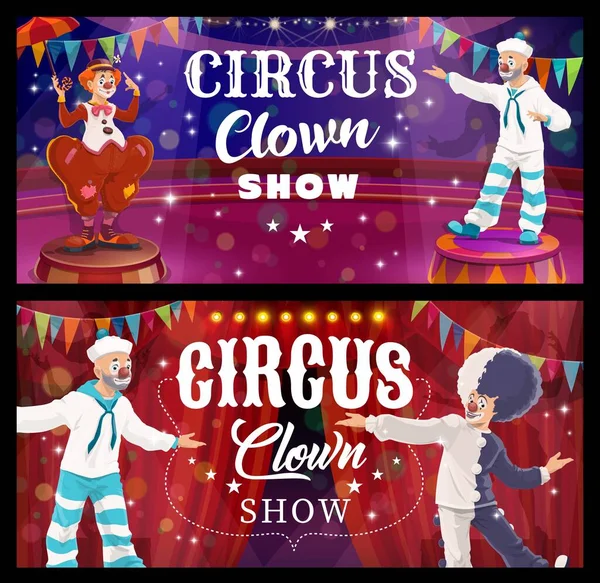 Shapito Zirkus Clown Cartoon Vektor Figuren Die Comedy Show Auf — Stockvektor