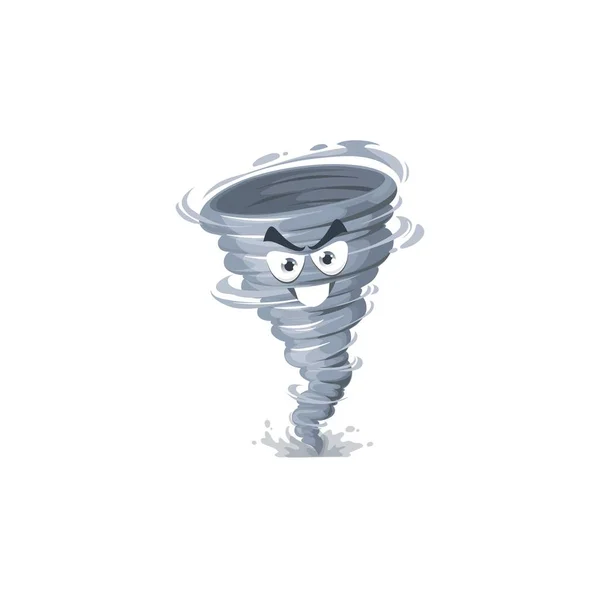 Caricature Tornade Personnage Tempête Tourbillon Tornade Cyclone Mauvais Temps Prévisions — Image vectorielle