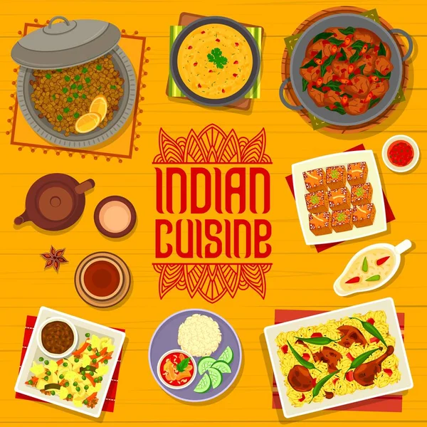 Cocina India Restaurante Comidas Bebidas Menú Cubierta Masoor Dal Sopa — Archivo Imágenes Vectoriales