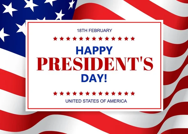 Carte Vœux Vectorielle Happy President Day Avec Drapeau Américain Affiche — Image vectorielle