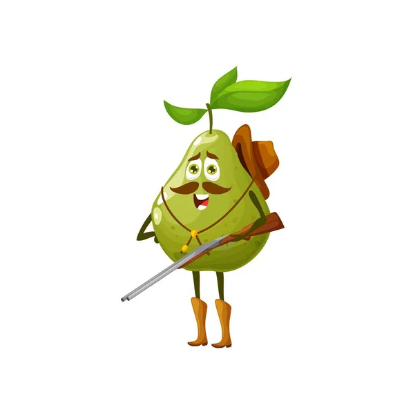Cartoon Guava Cowboy Personage Tropisch Fruit Wild West Shooter Texas — Stockvector
