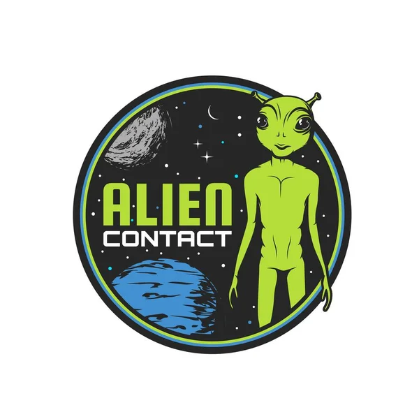 Alien Contact Icon Martian Ufo Space Paranormal Activity Vector Badge — Stock Vector
