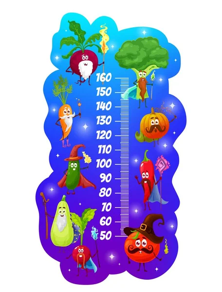 Gráfico Altura Crianças Mágicos Feiticeiros Vegetais Desenhos Animados Medidor Crescimento — Vetor de Stock