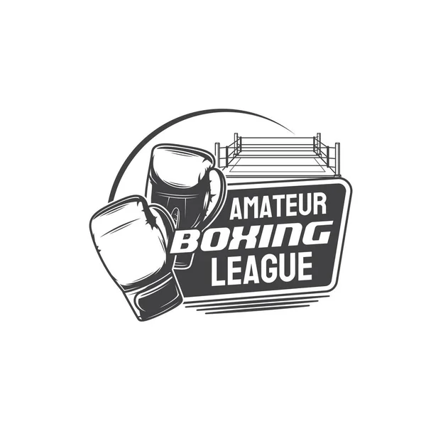 Icône Boxe Amateur Avec Patinoire Gants Insigne Club Combat École — Image vectorielle