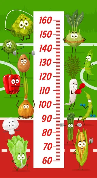 Детский График Роста Мультяшными Овощами Стадионе Измеритель Роста Диаграмма Роста — стоковый вектор