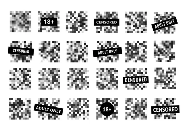 Zensur Monochrome Mosaik Pixel Verwischen Vektorbalken Zensur Verschwimmt Erwachsene Inhalte — Stockvektor