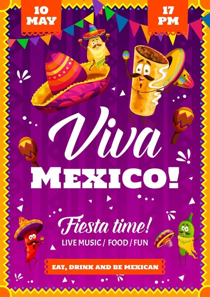 Mexikanische Fiesta Party Flyer Oder Poster Mit Mexikanischen Jalapeño Und — Stockvektor