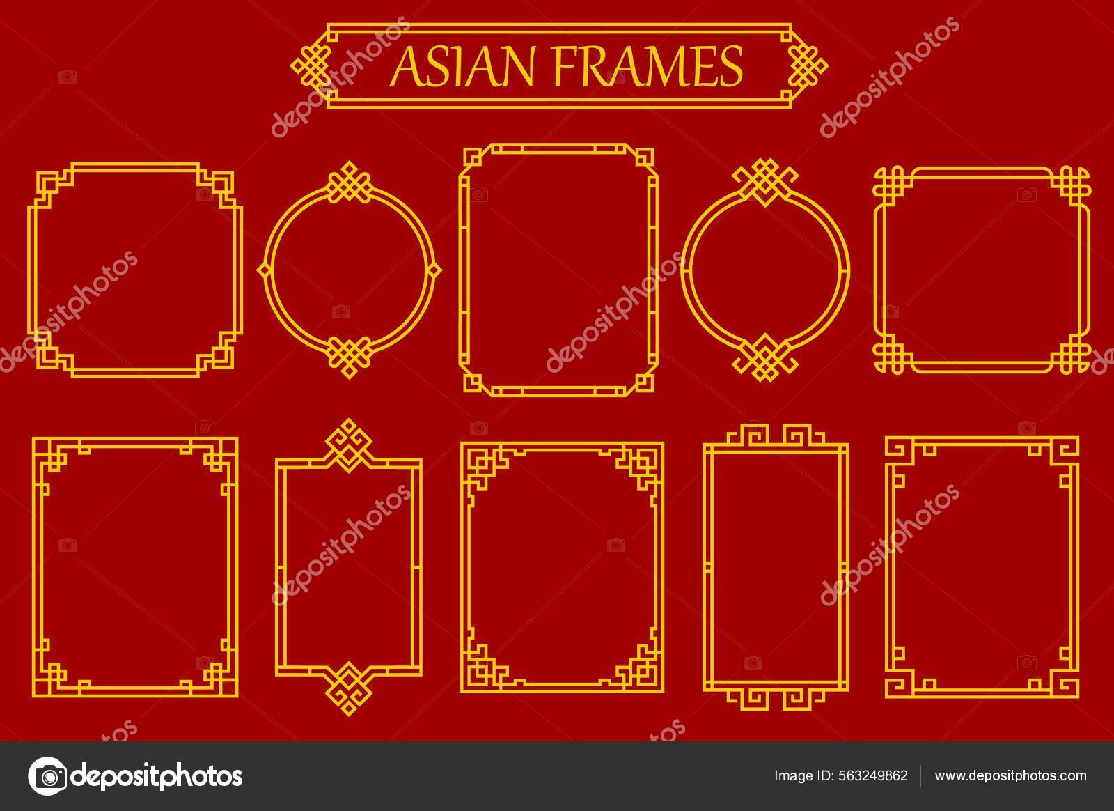 Image vectorielle Cadres Bordures Asiatiques Chinois Japonais Coréens Avec  Nœuds Ornements Vectoriels par ©VectorTradition - 563249862, image size:1600x1164