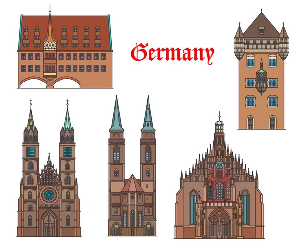 Germany Architecture Buildings Travel Landmarks Nuremberg Nassau Vector Germany Buildings — Stock Vector