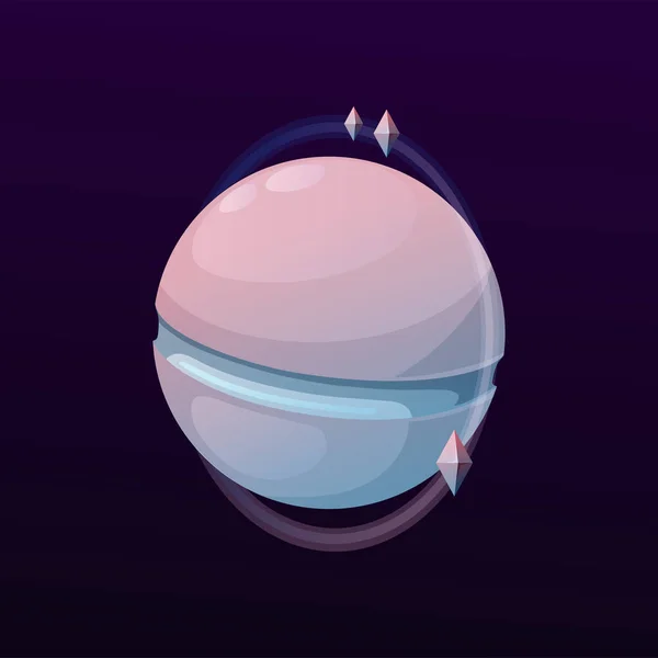 Cartoon Cyber Planet Spheres Fantasy Space World Game Vector Icon — ストックベクタ