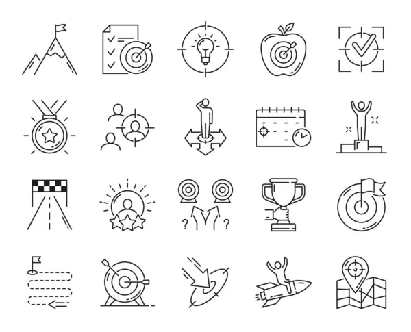 Business Success Goal Target Leadership Management Outline Vector Icons Business — Stock Vector