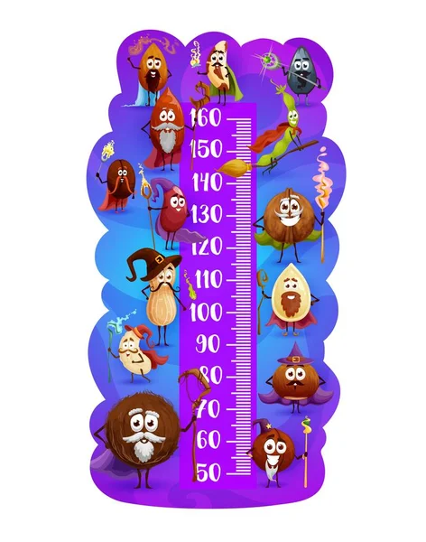 Gráfico Altura Para Niños Tuercas Mago Dibujos Animados Medidor Crecimiento — Vector de stock