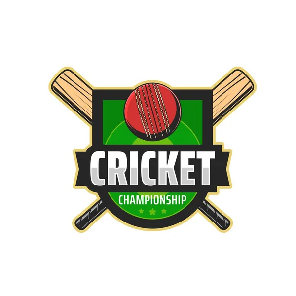 Cricket Championship Icon Bats Stitched Ball Sport Team Competition Symbol — Stock Vector