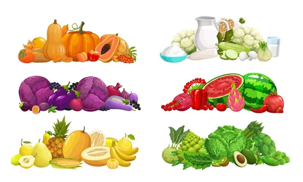 Fruits Légumes Noix Repas Couleur Arc Ciel Système Désintoxication Plan — Image vectorielle