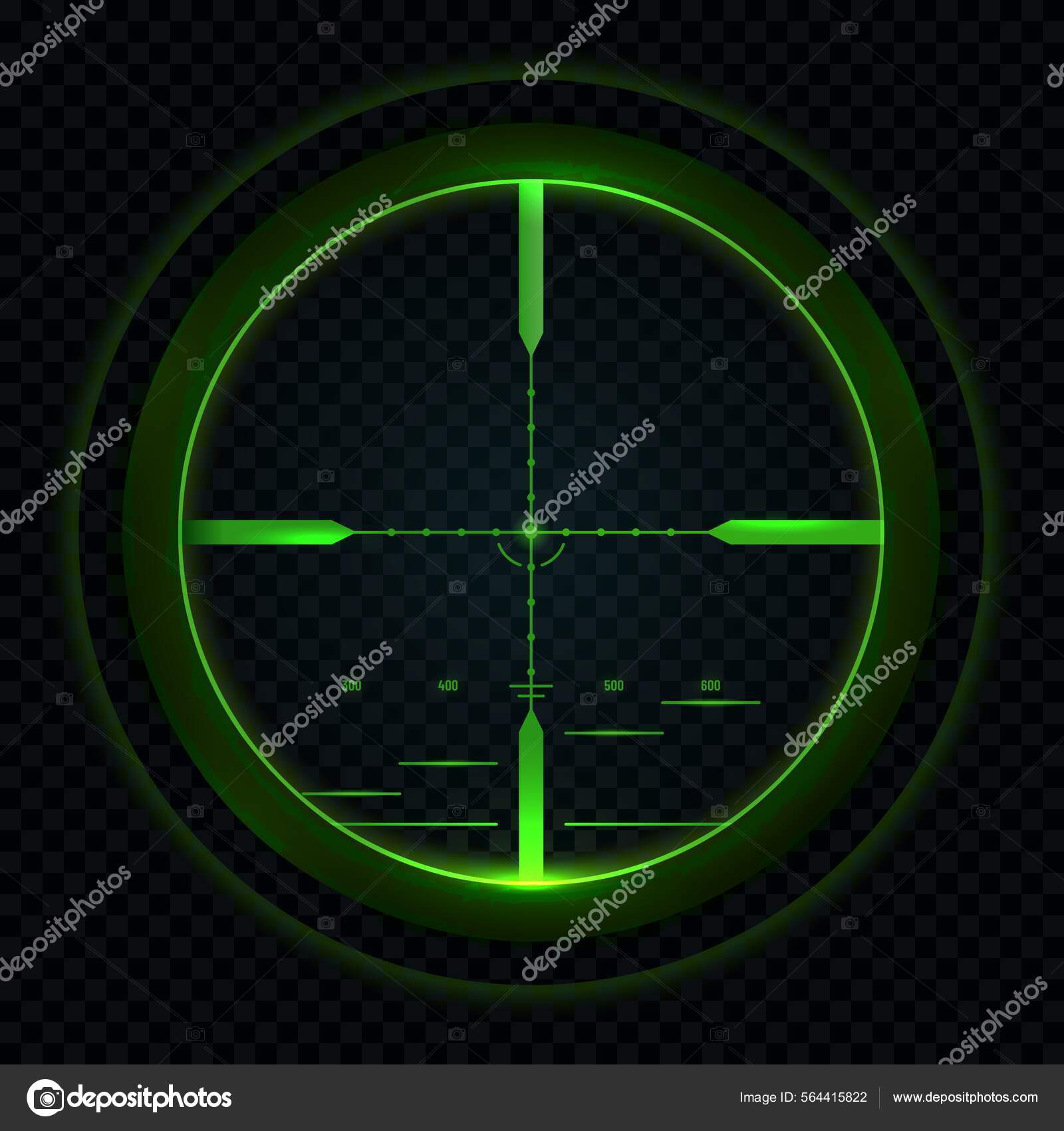 Sniper Scope Night Vision Sight View Target Isolated Vector.