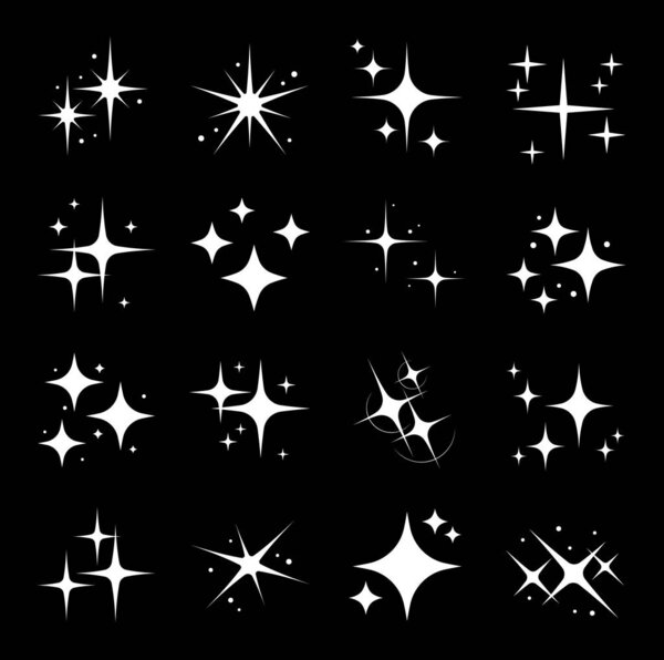 Star sparkle twinkle, star burst flashes of shine glitter and light sparks, vector icons. Bright star sparkles with twinkle effect for Christmas background, magic stars with flare glare and rays glow