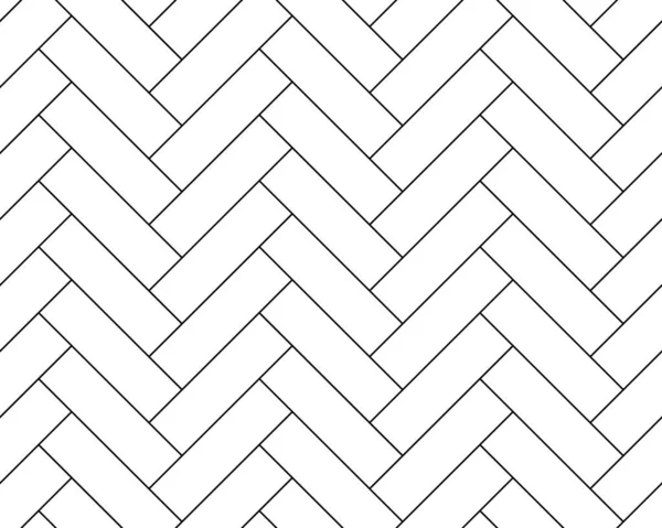 ヘリンボーンパーケットタイル 床白の背景のベクトルシームレスなパターン ジグザグ 床や壁の内部パターンの背景に幾何学的な斜めのレンガの黒い線のHerringboneの寄木細工のタイル — ストックベクタ