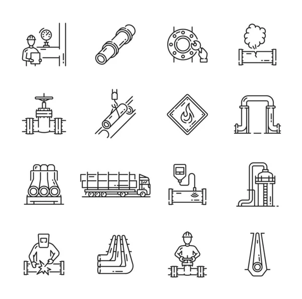 Pipeline Gas Oil Industry Icons Vector System Oil Gas Transportation — 스톡 벡터