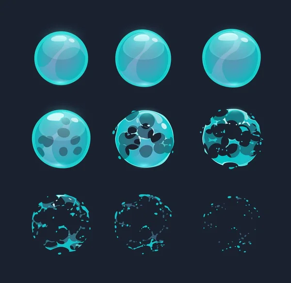 Soap Bubble Burst Effect Animated Sprite Vector Storyboard Game Animation — стоковый вектор