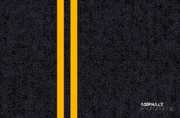 柏油路纹理背景 黑色柏油跑道表面 现实的矢量公路与双黄线顶部的观点 具有标识 路面背景结构 公路交通方向的通道 — 图库矢量图片