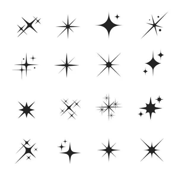 Star Sparkle Twinkle Star Burst Flash Vector Silhouettes Shining Lights — Archivo Imágenes Vectoriales